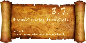 Bozmánszky Terézia névjegykártya